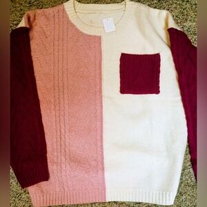 Pink Block Sweater Med.Nwt Pink,Cream,Dark Pink